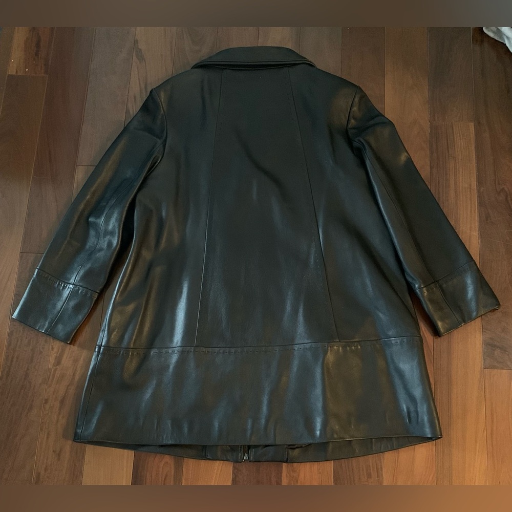 Jones New York Women's Black 100% Genuine Leather Jacket Size L - Picture 4 of 8